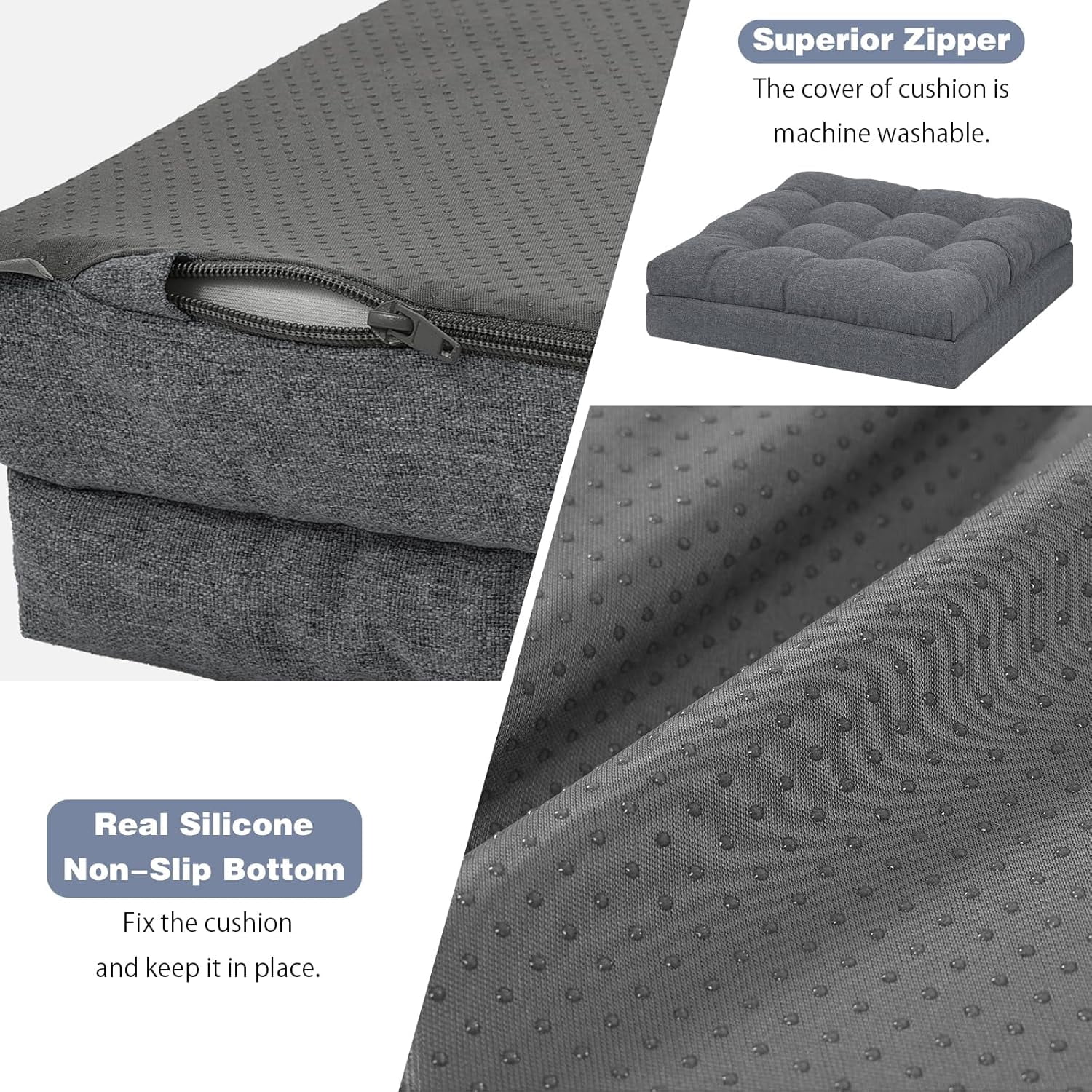 Extra Large Memory Foam Recliner Cushions for Elderly, 20x20x5 Inch Thick Dual-Layer Patent Design Non-Slip Recliner Seat Cushion for Couch for Easy to Stand Up & Reduce Hip & Lumbar Pain, Grey