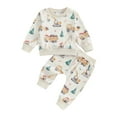 thumbnail image 2 of Elippeo Toddler Boys Christmas Outfits Truck Print Long Sleeve Sweatshirts Long Pants 2Pcs Fall Clothes Set 6 12 18 24 Months, 2 of 9