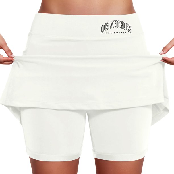 Falda culotte de talle medio para mujer: cintura elástica, bolsillos laterales, diseño fluido en capas, falda estampada informal para el verano.