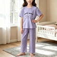 thumbnail image 2 of Bovxnpu Unisex Girls Summer Outfits Casual Loungewear Set Graphic Short Sleeve Crewneck Kids Soft Loungewear Pants Set, 2 of 6
