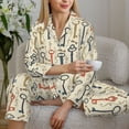 thumbnail image 6 of Vsdgher Vintage Keys1 Pajamas Set Long Sleeve Sleepwear Womens Button Down Nightwear Pj Sets-Small, 6 of 7