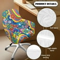 thumbnail image 5 of Xoenoiee Hippie Daisy Pattern Velvet Office Chair Slipcover with Arms, Modern Office Computer Chair Protector,Stretch Wingback Dining Chair Cover Protector for Home Kitchen Living Room, 5 of 7