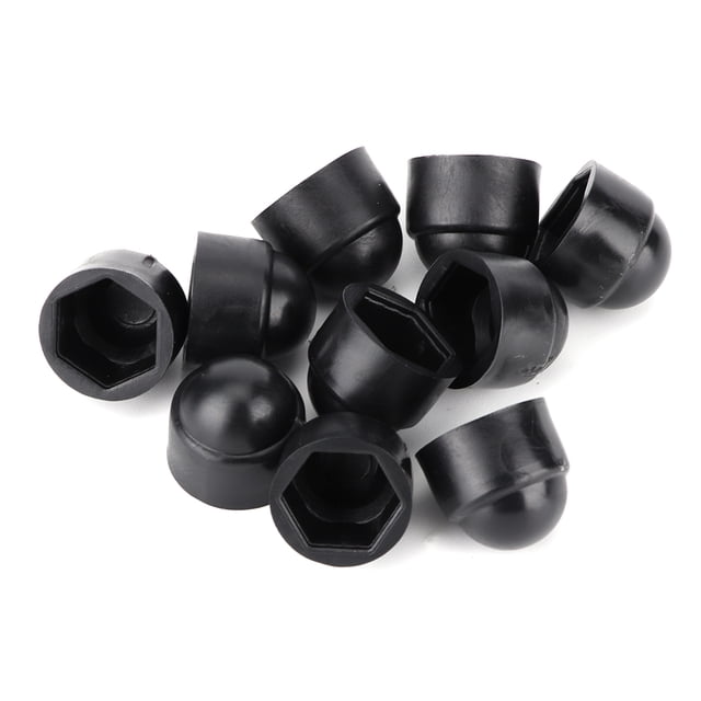10Pcs 15mm/0.59in Nut Screw Protection Covers, M8 Protection Plastic Hex Screws Nuts Head Cover Accessory, Black