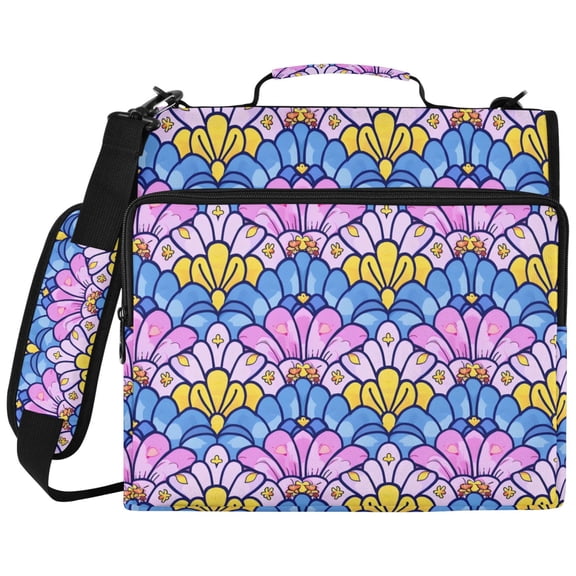 ALAZA Zipper Binder Fantasy Mermaid Scale Floral Pattern 2 inch 3 Ring 500 Sheet Capacity Trapper Keeper File Folder Organizer Bag