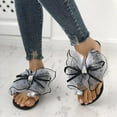 thumbnail image 6 of Jacenvly Christmas Summer Slippers for Women Summer New Ladies Sandals Silk Bow Rhinestone Flat Large Size Ladies Sandals Chrimas, 6 of 7