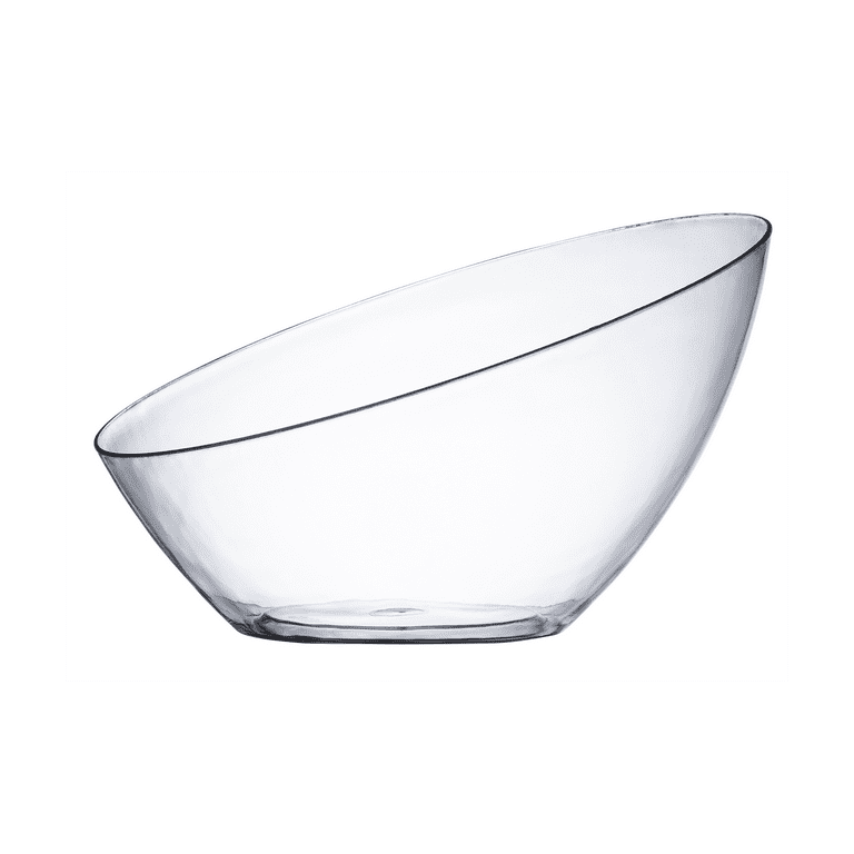 Posh Setting Clear Plastic Bowls for Parties, Disposable Serving Bowls,  Hard Plastic Large Angled Party Snack Bowls, Chips Bowls, Salad, Candy and