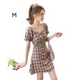 thumbnail image 1 of Vestido de mujer Retro Plaid Manga corta Ropa de verano Vestido delgado sexy, Morado, M Scienceny AP002467-02, 1 of 7