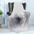 thumbnail image 4 of Winter Soft Flannel Fleece Throw Blanket, Foggy Misty Cold Scenery Leafless Tree Branch in Hazy Weather Print, Cozy Plush for Indoor and Outdoor Use, 70" x 90", Grey White, by Ambesonne, 4 of 5