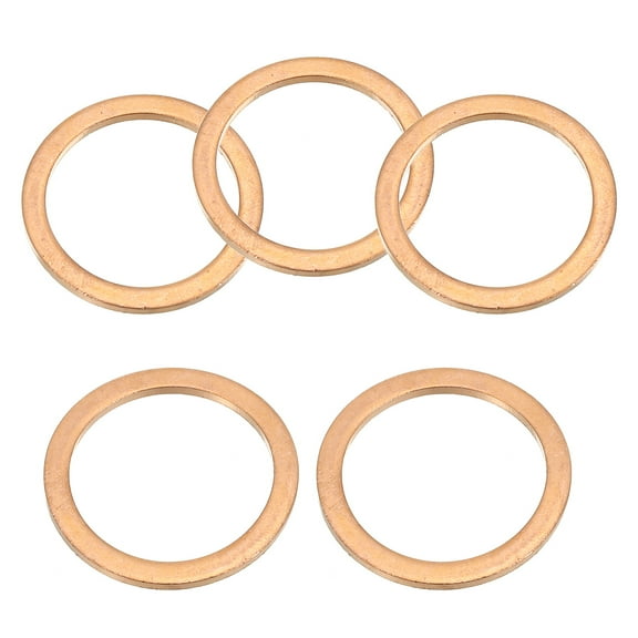 Uxcell M22 Copper Washer Sealing Ring, 22mm ID 28mm OD 1.5mm Thickness Metric Sealing Gasket Crush Washer 5 Pieces