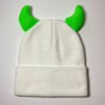 thumbnail image 2 of Bibifish Womens Horn Decor Knit Cuffed Beanie Hat Soft Knit Stretchy Soft Lightweight Casual Daily Wear Street Style Cool Stylish Hats For Ladies, 2 of 3