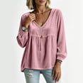 thumbnail image 5 of Xdegoge Women's Long Sleeve V Neck Tops Velvet Blouses Lace Trim Peplum Babydoll Shirts Casual Fall Tunic Tops for Women, 5 of 7