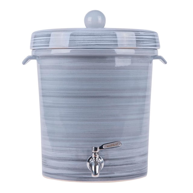 Purificador y Dispensador de Agua Ecofiltro Cerámica Mediano 8L Gris Rayas