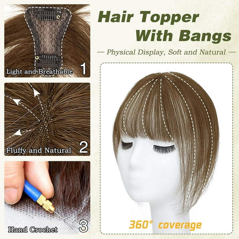 The Clip in Bangs 100% Real Human Hair Toppers Wispy Bangs 