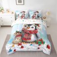 thumbnail image 2 of Homewish Kawaii Antarctic Penguin 7-Piece Bedding Comforter Set,Kawaii Christmas Ball King Bedding Sets,Xmas Flower Bed Sheets For Boys Girls,Breathable Home Decor Reversible, 2 of 8
