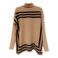 thumbnail image 4 of Chandail pour Femmes Automne/hiver Col Roulé Tricoté Manches Chauve-Souris Design Rayé, 4 of 5