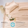 thumbnail image 4 of PROMEED 100% Pure Mulberry Silk Sheets 4pcs Set - Luxury Silk Bed Sheet Set Queen Size - Cooling Bed Set with Fitted Sheet, Flat Sheet and Pillowcases (Champagne, Queen), 4 of 6