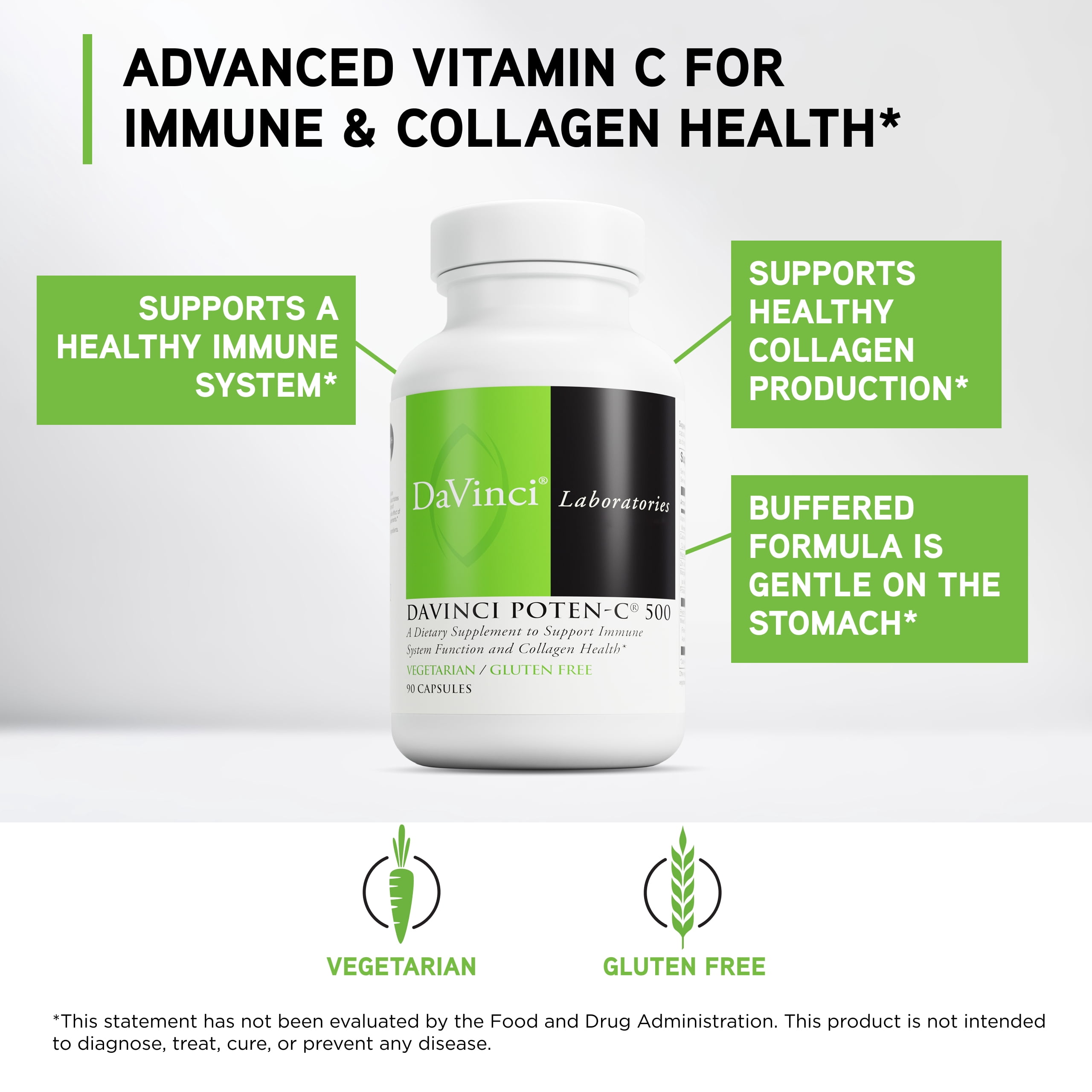 DaVinci Labs Poten-C 500 - Support Immune Health* & Collagen Production - 90 Tablets