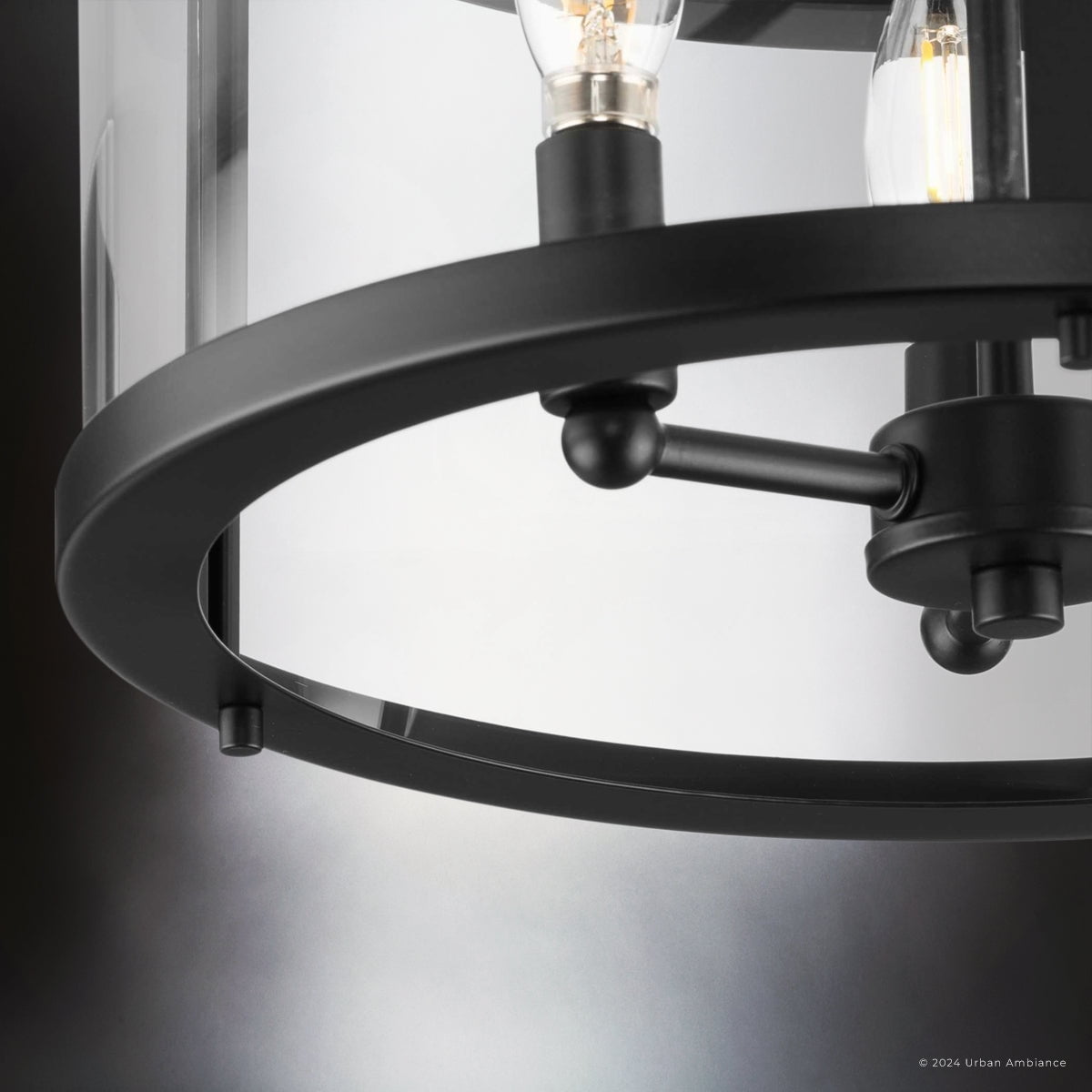 Luxury Modern Farmhouse Ceiling Light, Matte Black, UHP4593