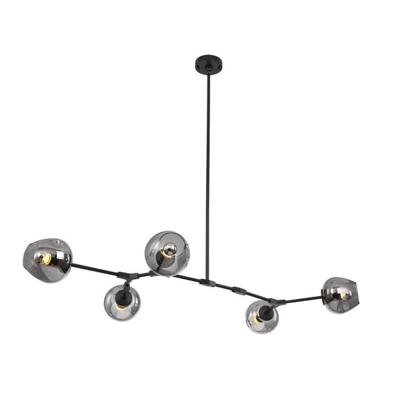 Bethel International Chandelier Black Metal & Glass