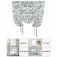 thumbnail image 6 of Farmhouse Tie Up Curtains for Window, Thermal Insulted Balloon Shade Adjustable Rod Pocket Curtains Valance Panels for Kitchen Bathroom Cafe 52 x 63 Teal Blue Green Vintage Flower Leaf Plant, 6 of 6