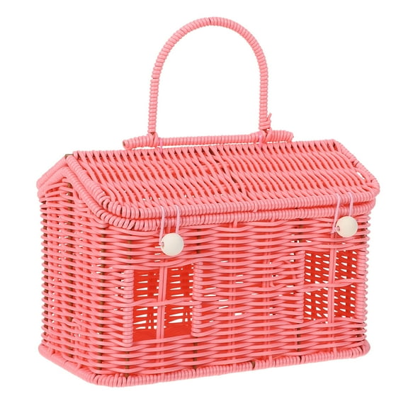 PAMINGONO Portable Design Picnic Basket with Handle Faux Rattan for Garden and Home Use