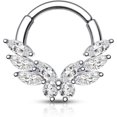 thumbnail image 1 of shiyou-Septum Rings, 16G Silver Septum Jewelry, Clear CZ Helix Daith Jewelry, Stainless Steel Rook Daith Piercing Jewelry, 1 of 4