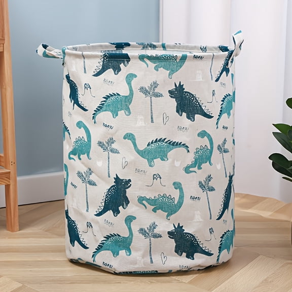 Laundry Basket Sturdy Dinosaur Fabric Foldable Storage Clothes Toy Home Organization Handles Bathroom Decor Bathroom Accessories