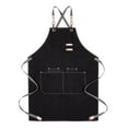 thumbnail image 1 of Tablier en Toile Noire avec Poches Réglables pour Cuisine et Restaurant 24,5 Pouces, 1 of 5