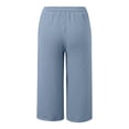 thumbnail image 6 of Capri Pants for Women Summer Baggy Comfy Straight Wide Leg Solid Elastic Waist Cropped Capris Soft Slacks(Sky Blue,S), 6 of 7