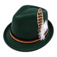 thumbnail image 3 of German Oktoberfest Fedora Hat Soft Felt Feather Decor Braided Band Short Brim Trilby Hat Men Women Bavarian Festival Costume Hat One Size, 3 of 3