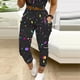 thumbnail image 2 of Pantalones casuales de empalme con cordón elástico con estampado de tinte de rayas a la moda para mujer Pompotops  ulkah938288, 2 of 9