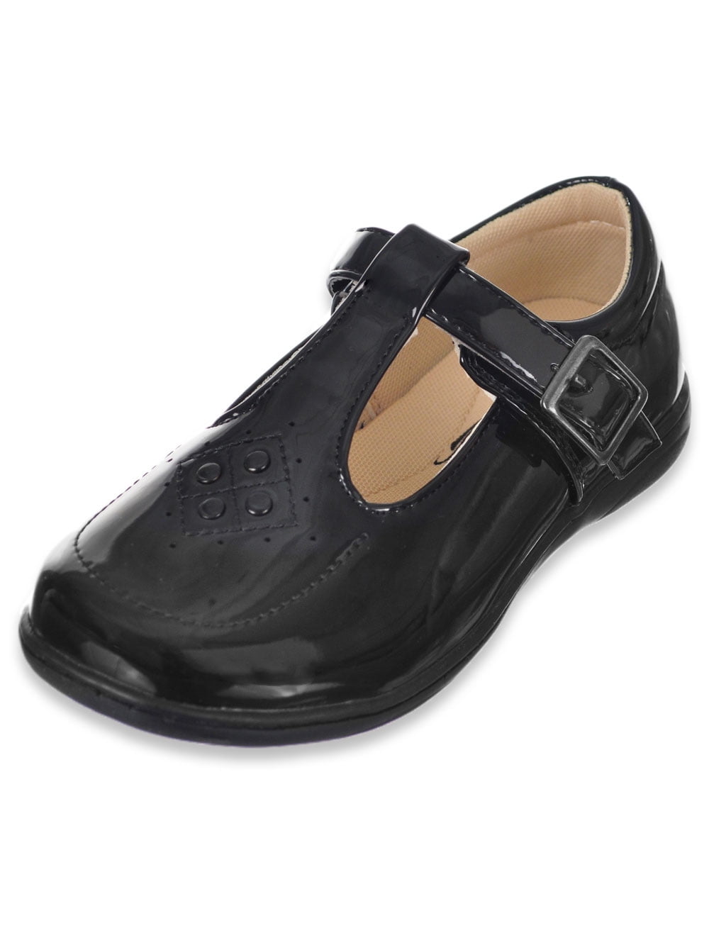 Girls Black Patent School Shoes Kids T Bar Mary Jane Touch Strap Size 6-12 