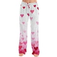 thumbnail image 6 of Women's Casual Fashion Comfort Pajama Pants, Print Drawstring Pants Full Length Long, Love Valentine's Day Pattern Lounge Pants,White,S, 6 of 6