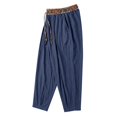 thumbnail image 5 of HOMADLES Mens Casual Linen Joggers Pants Elastic Waist Side Pocket Sports Pants Outdoor Athletic Pants Navy Size 3XL, 5 of 9