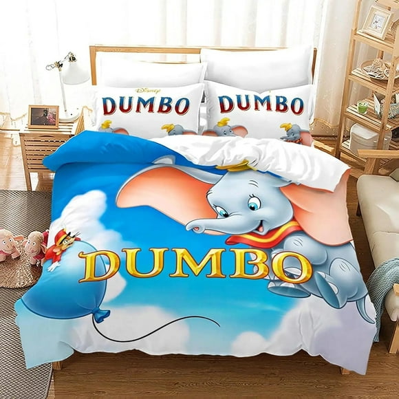 Cartoon Dumbo Bed Covers Bedding Set, Modern Printed 3-Piece Set Boys Girls Queen Comforter Sets Elephant Bed Linen Bed Sheets