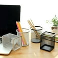 thumbnail image 1 of Metal Hollow Pen Pencil Holder Vase Pot Tidy Stationery Storage Desk Container Black Metal, 1 of 6