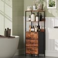 thumbnail image 6 of Eunos 6 Tier Bookshelf with Drawers, 3 Removable Drawer Ladder Bookcase, Bedroom Study, Wood Grain Print, 6 of 7