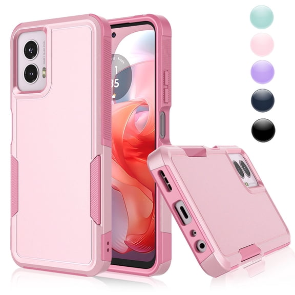 For Motorola G Power 5G 2024 Case, 2 in 1 PC Phone Case for Moto G Power 5G 2024 Case, Njjex Heavy Duty Rubber & Rugged Shockproof Full Body Protection Case Cover - Pink