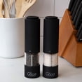 thumbnail image 2 of Electric Pepper Grinder and Salt Mill (2 Pack)- Battery Operated One-Handed Spice Dispenser w LED Light & Adjustable Coarseness- Matte Black, Batteries Included, 2 of 5