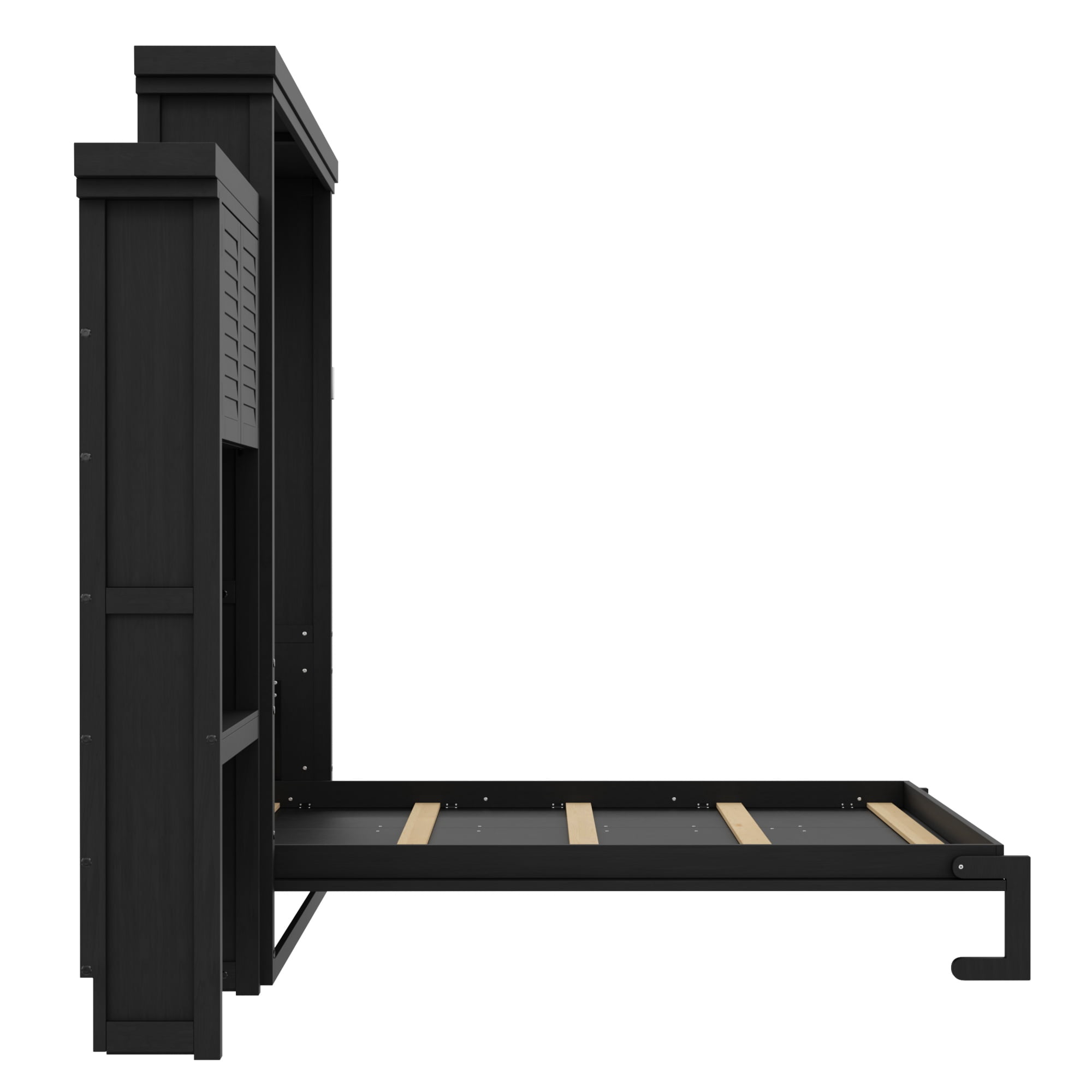 Queen Size Murphy Bed with Convertible Multiple Storage Shelves for Small Space, Guest Room