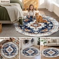thumbnail image 5 of Round Rugs 7Ft, Boho Blue Burnt Orange Round Area Rug Washable Indoor Throw Carpet, Ethnic Geometric Southwestern Large Non Slip Circle Rug for Dining Room Playroom Home Decor Aesthetic, 5 of 8