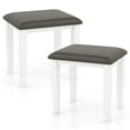 thumbnail image 1 of Gymax 2PCS Vanity Stool Chair Solid Wood Ottoman Set w/ Padded Seat Cushion Gray, 1 of 9
