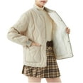 thumbnail image 2 of Homenesgenics Winter Jackets Plus Size ! Women's Casual Snap Button and Plush Warm Long Sleeved Jacket Quilted Jacket Beige XXXL, 2 of 5