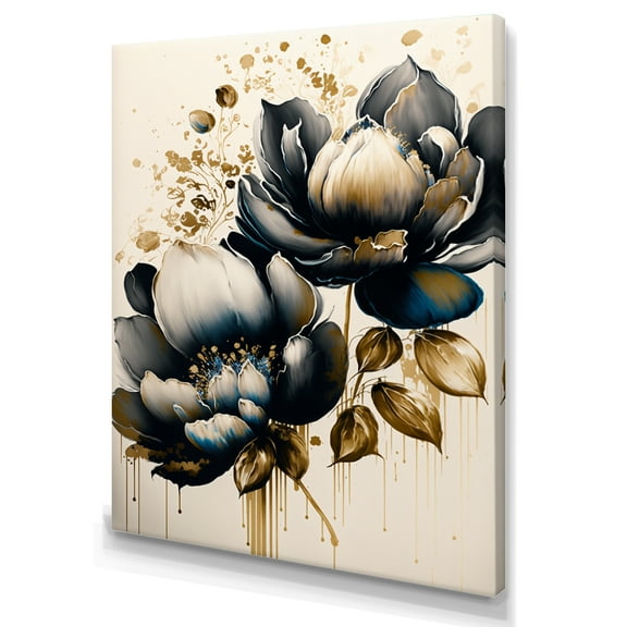 Designart Black And White Watercolor Roses III Canvas Wall Art