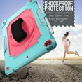 thumbnail image 6 of iPad 10.2-inch 2020/2019 Case with Soft Screen Protector, Dteck 3 in 1 Hybrid Rugged Shockproof Kickstand Case with 360 Rotating Hand Strap, Shoulder Strap for iPad 8th Gen/iPad 7th Gen, Mint/Rose, 6 of 6