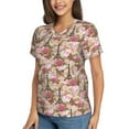 thumbnail image 5 of Yiaed Rose Flowers Print Women's T Shirt V-Neck Short Sleeve Shirt Casual Breathable Tee Summer Tops-X-Large, 5 of 5