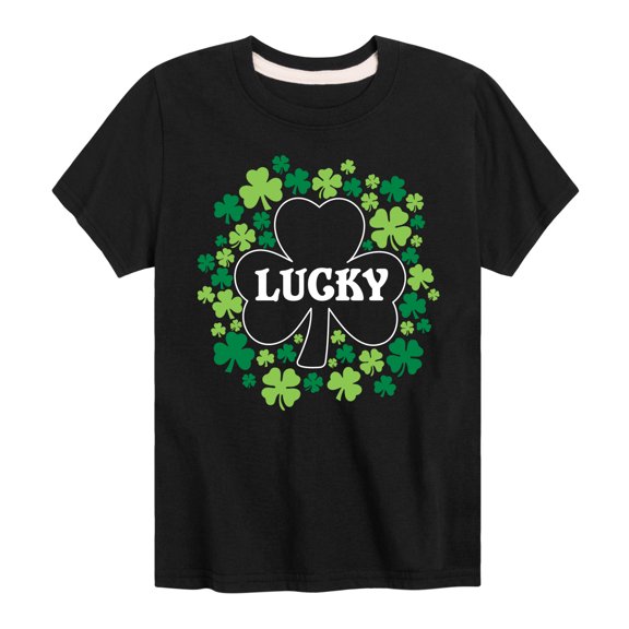 Instant Message - St. Patrick's Day - Lucky - Shamrocks Filled - Toddler And Youth Short Sleeve Graphic T-Shirt
