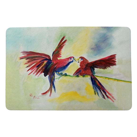 Betsy Drake Interiors Parrot Gossip Door Mat 18x26