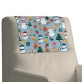 thumbnail image 4 of COEQINE Recliner Headrest Protector PU Leather Waterproof Couch Headrest Covers with Adhesive Backed Hook and Loop Fasteners for Home Living Room Decor, 17x27 Inch, Snowman Christmas Tree Blue, 4 of 7