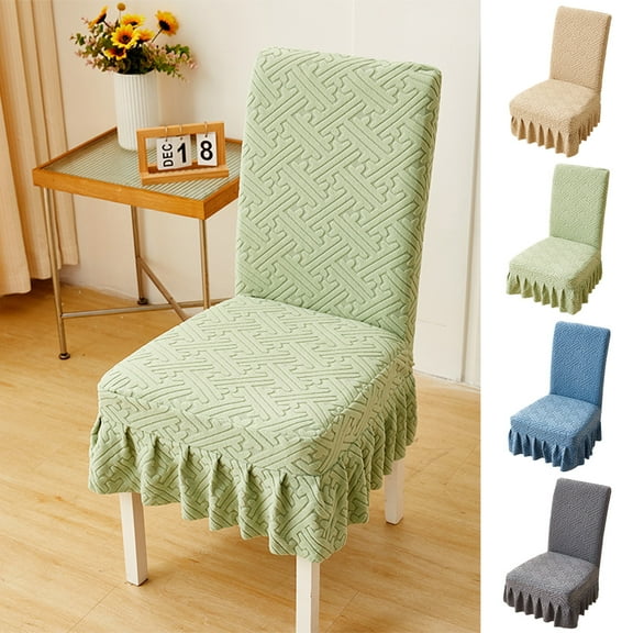 Nkmbld Dining Room Chair Covers with Skirt, Removable and Washable Chair Slipcovers Stretch Chair Protector Cover Suitable for Kitchen Banquet Hotel, Green